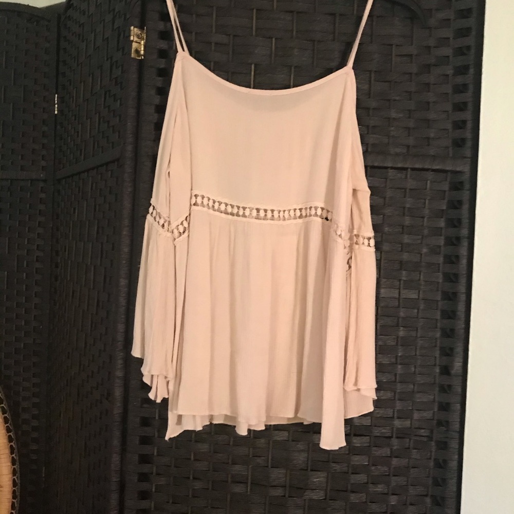 👠 2 for $12 Tan cold shoulder top